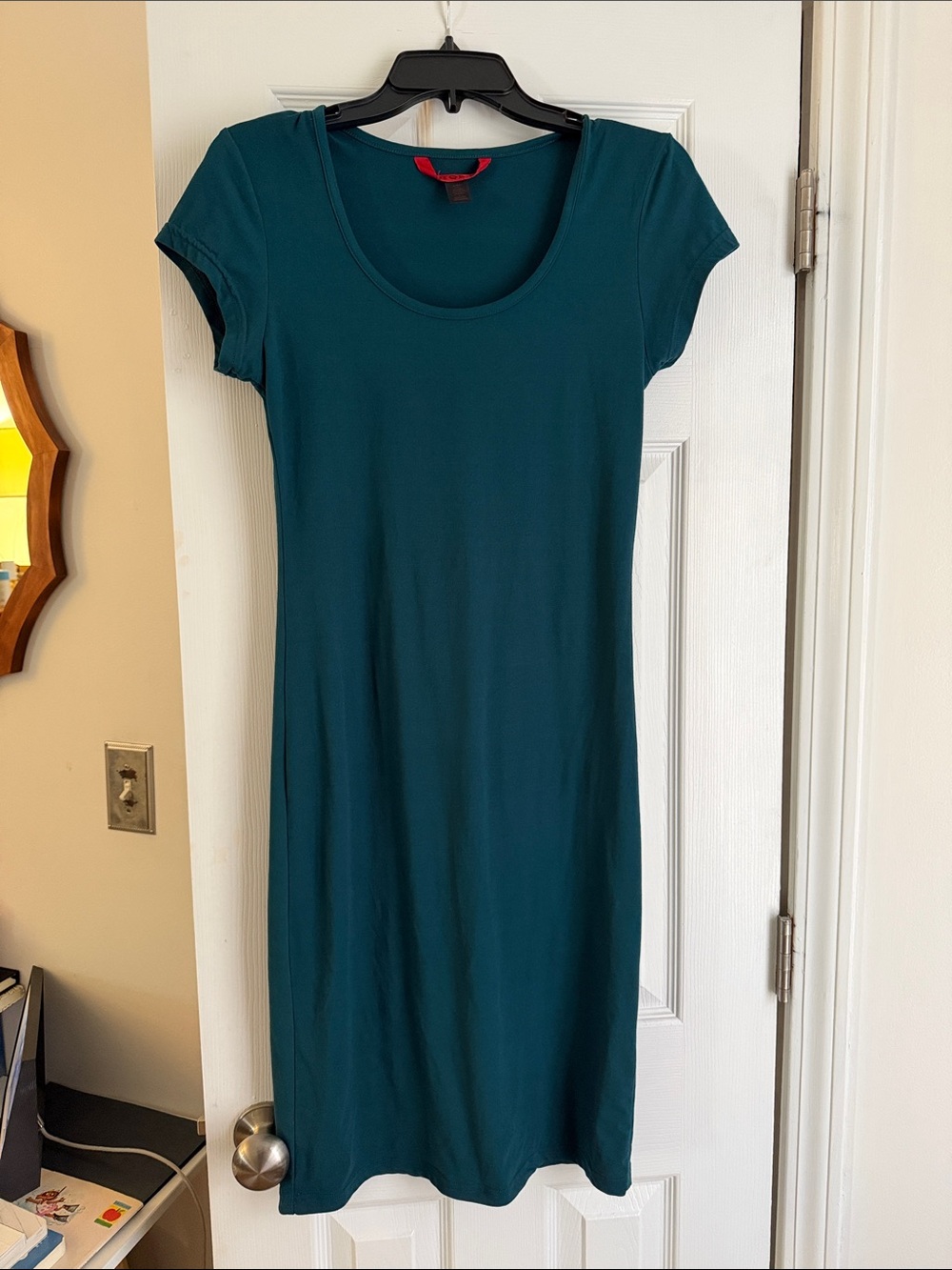 Hot Kiss Teal Scoop Neck Short Sleeve Dress